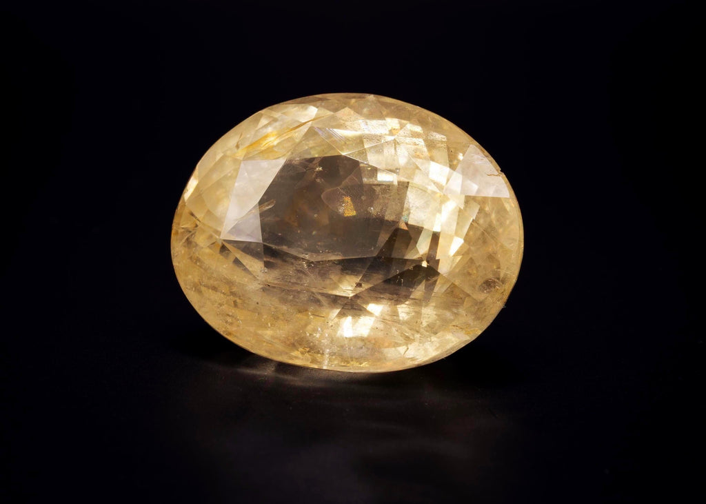 Zaffiro giallo di Ceylon antico non riscaldato da 39.42 ct, ovale, vista 10