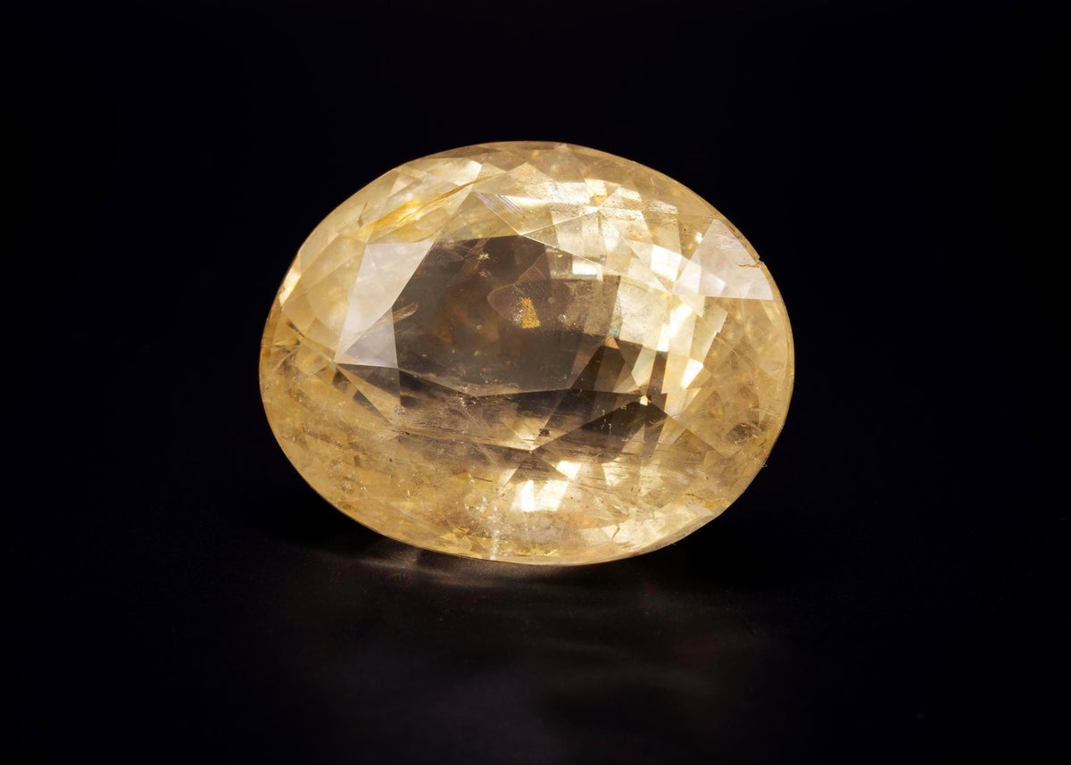 Zaffiro giallo di Ceylon antico non riscaldato da 39.42 ct, ovale, vista 10