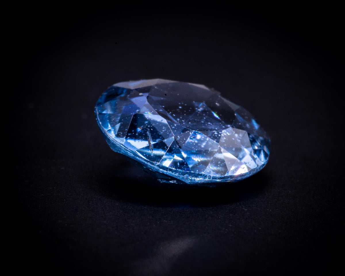 Saphir de Ceylan bleu clair vintage taille rose, années 1930, 7 mm, vue 17