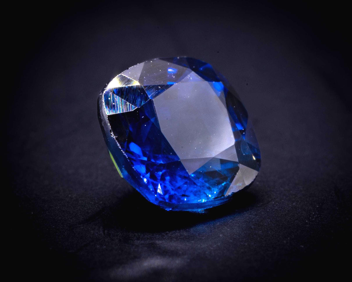 1.06 ct square cushion royal blue sapphire, loose, view 3