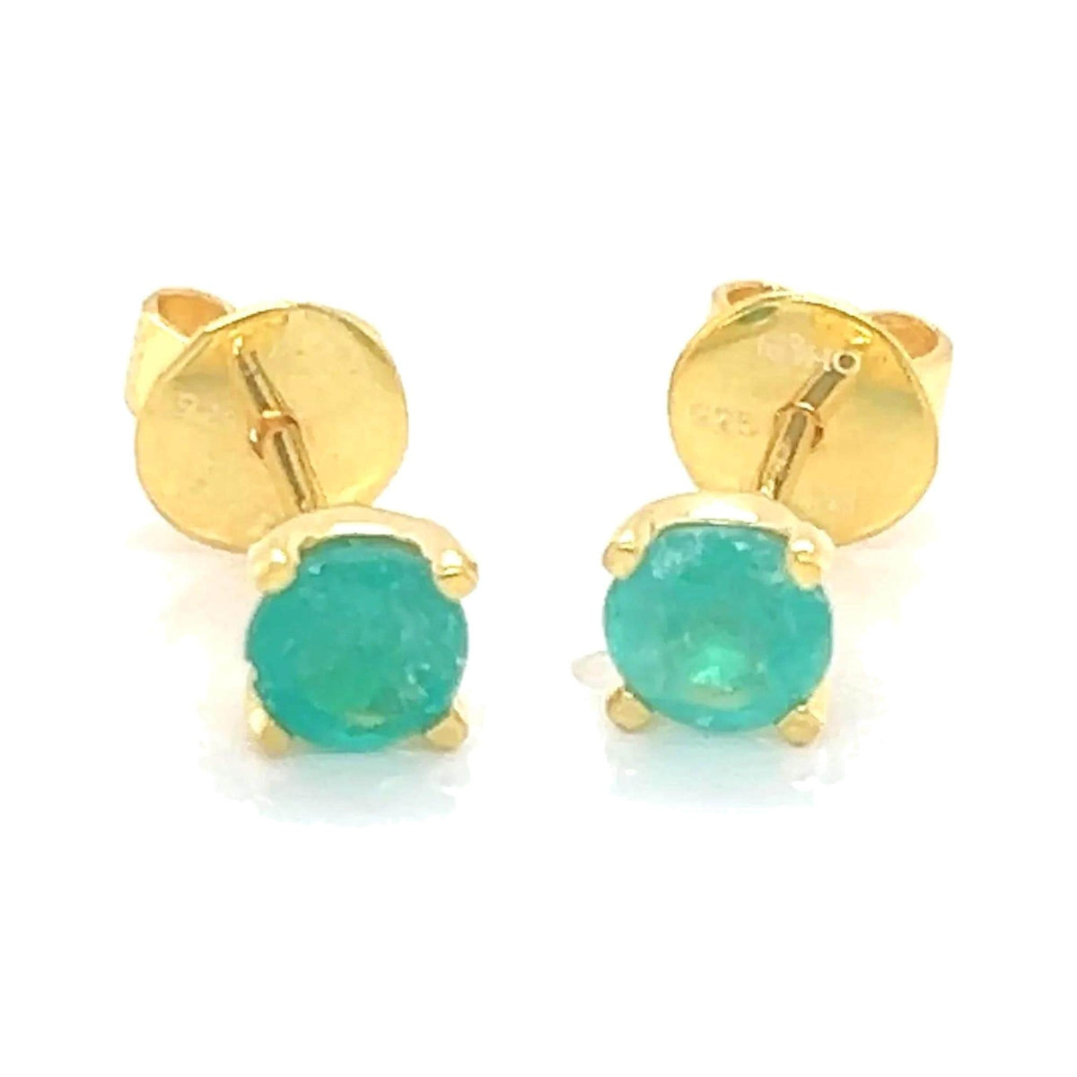 4mm Colombian emerald stud earrings in 925 sterling silver, view 3