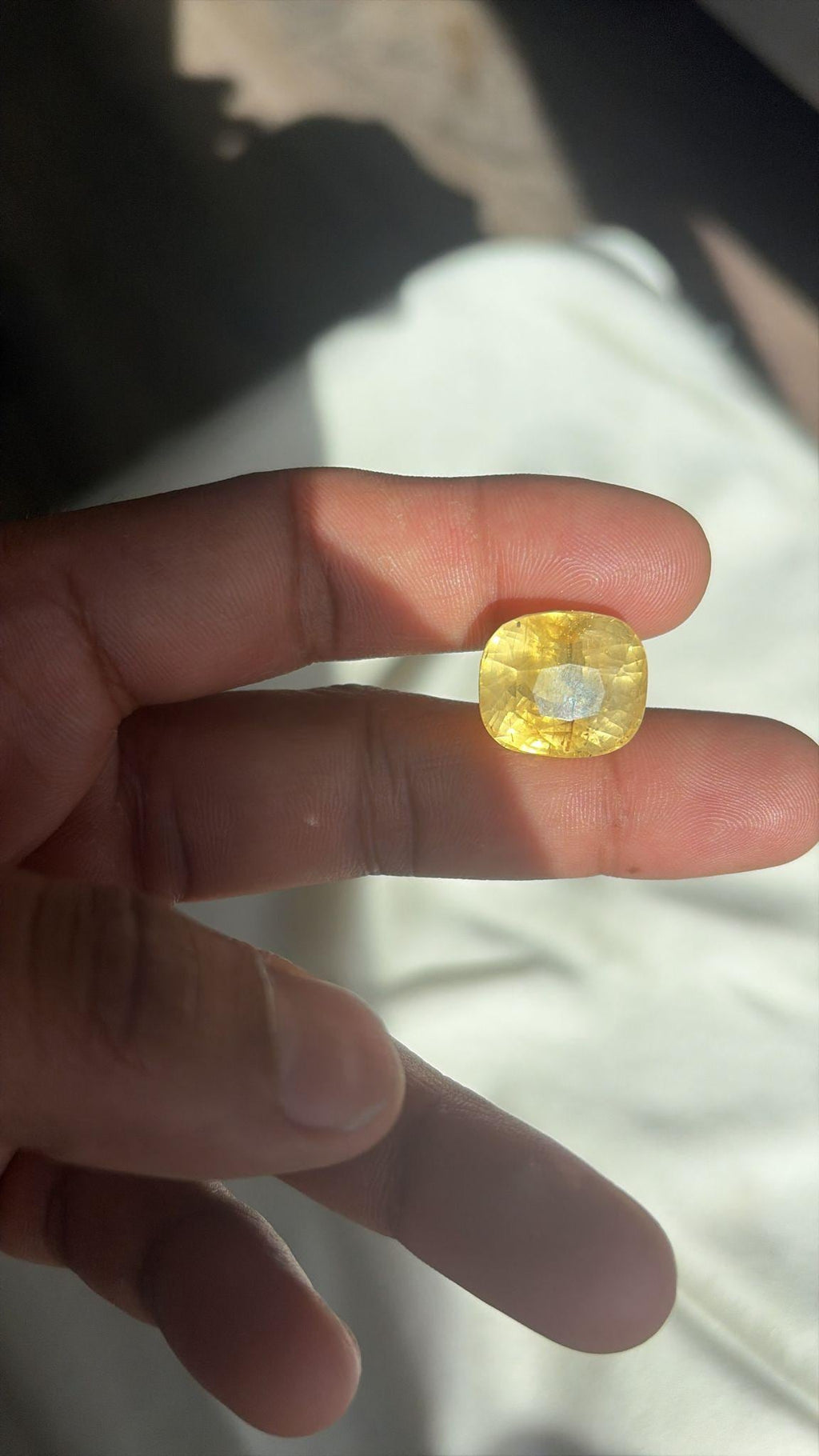 30.47 ct antique unheated Ceylon yellow sapphire, cushion, view 5