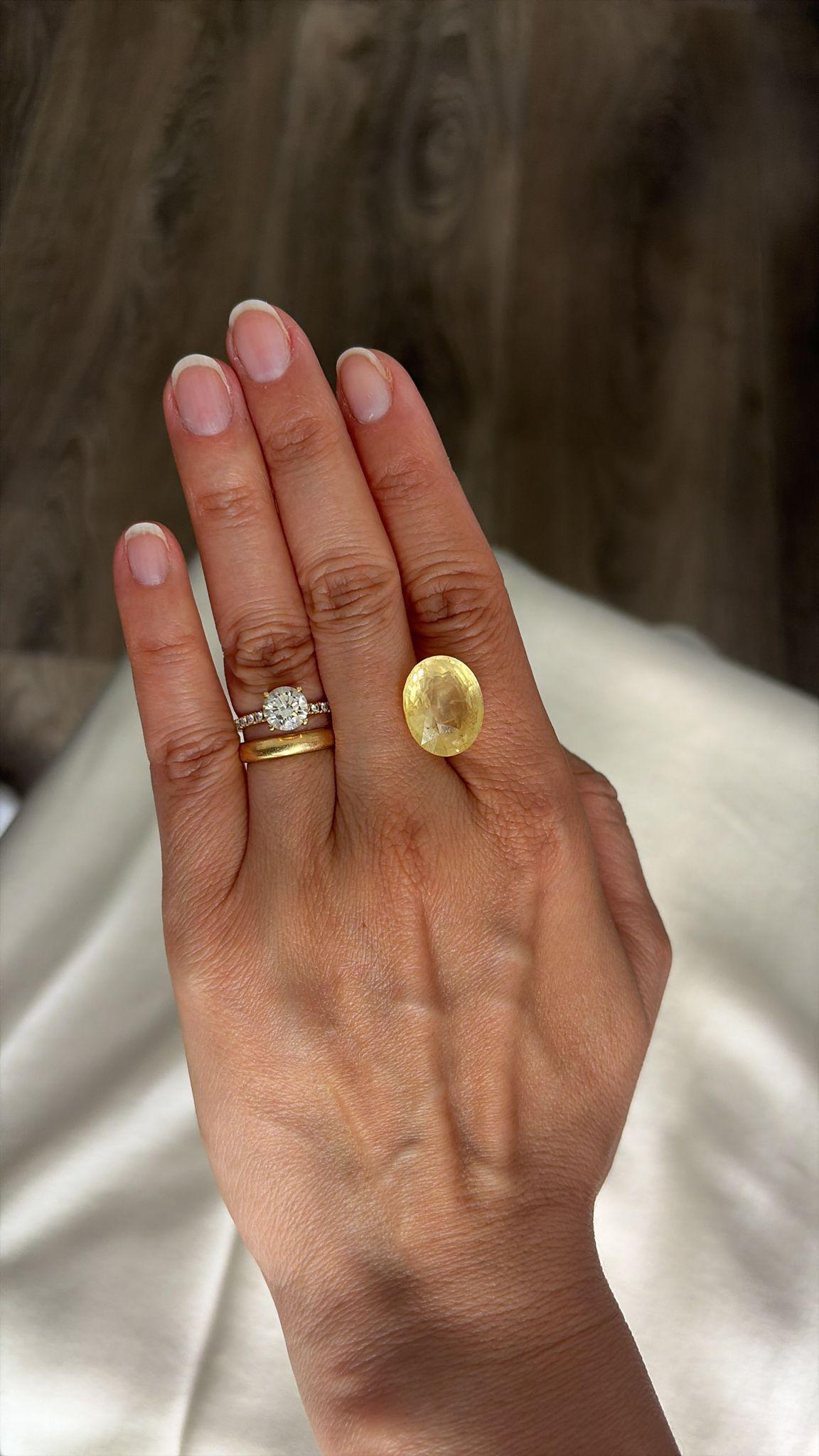 17.60 ct antique unheated Ceylon yellow sapphire, oval, view 5