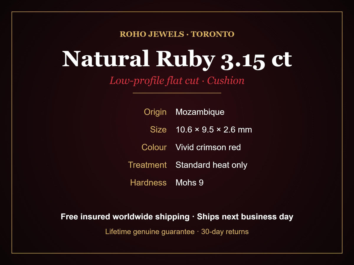 3.15 ct flat cut Mozambique ruby, loose, view 5