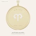 Aries zodiac constellation coin necklace in 925 sterling silver with lab-grown diamond stars and a natural diamond birthstone, 3D preview 1 of 4