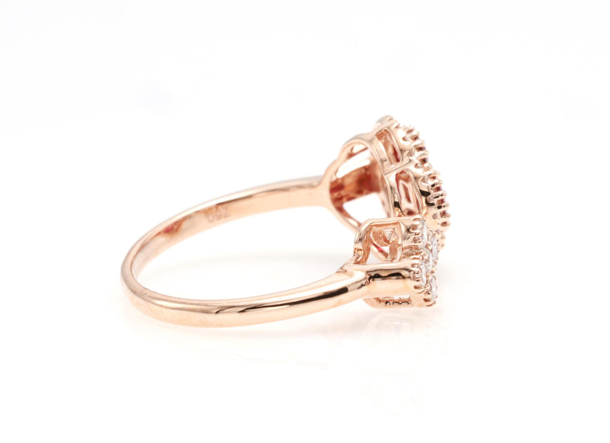 Ruby Clover Toi et Moi Ring with Diamonds, 18K Rose Gold