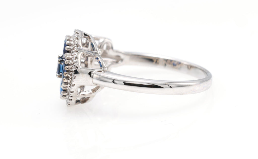 Sapphire or Ruby Clover Toi et Moi Ring with Diamonds, 18K Gold