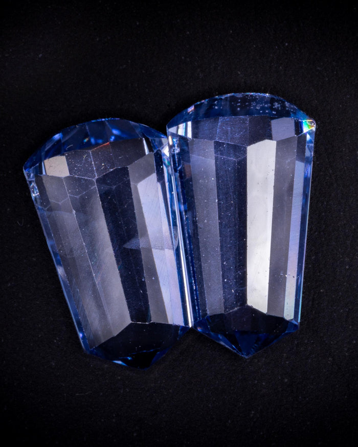 Blue Sapphire Pair 2.39 ct, Bullet Cut – Vintage 1930s Ceylon Light Blue Loose