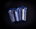 Matched pair of natural light blue Ceylon sapphires, vintage 1930s bullet cut tapered baguettes, 2.39 ct total, seen from above