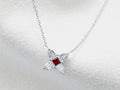 Ruby and Diamond Star Necklace in 14K White Gold – Natural Ruby, Shield Cut Diamonds 0.51 ct