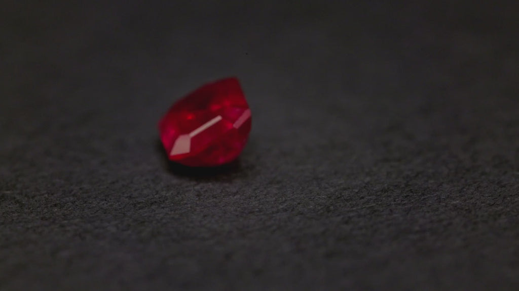 0.60 ct emerald cut Mozambique ruby, loose, view 2