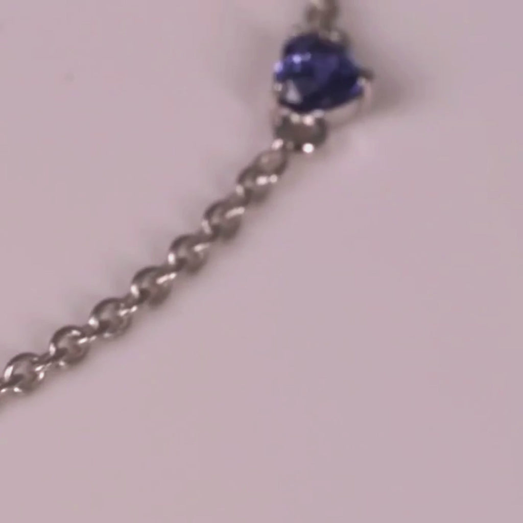 Blue sapphire heart bracelet video: 4 mm natural blue sapphire heart, 925 sterling silver chain and spring-ring clasp