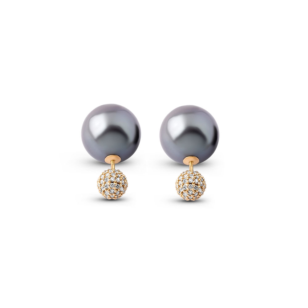 Black Pearl gold earrings for women