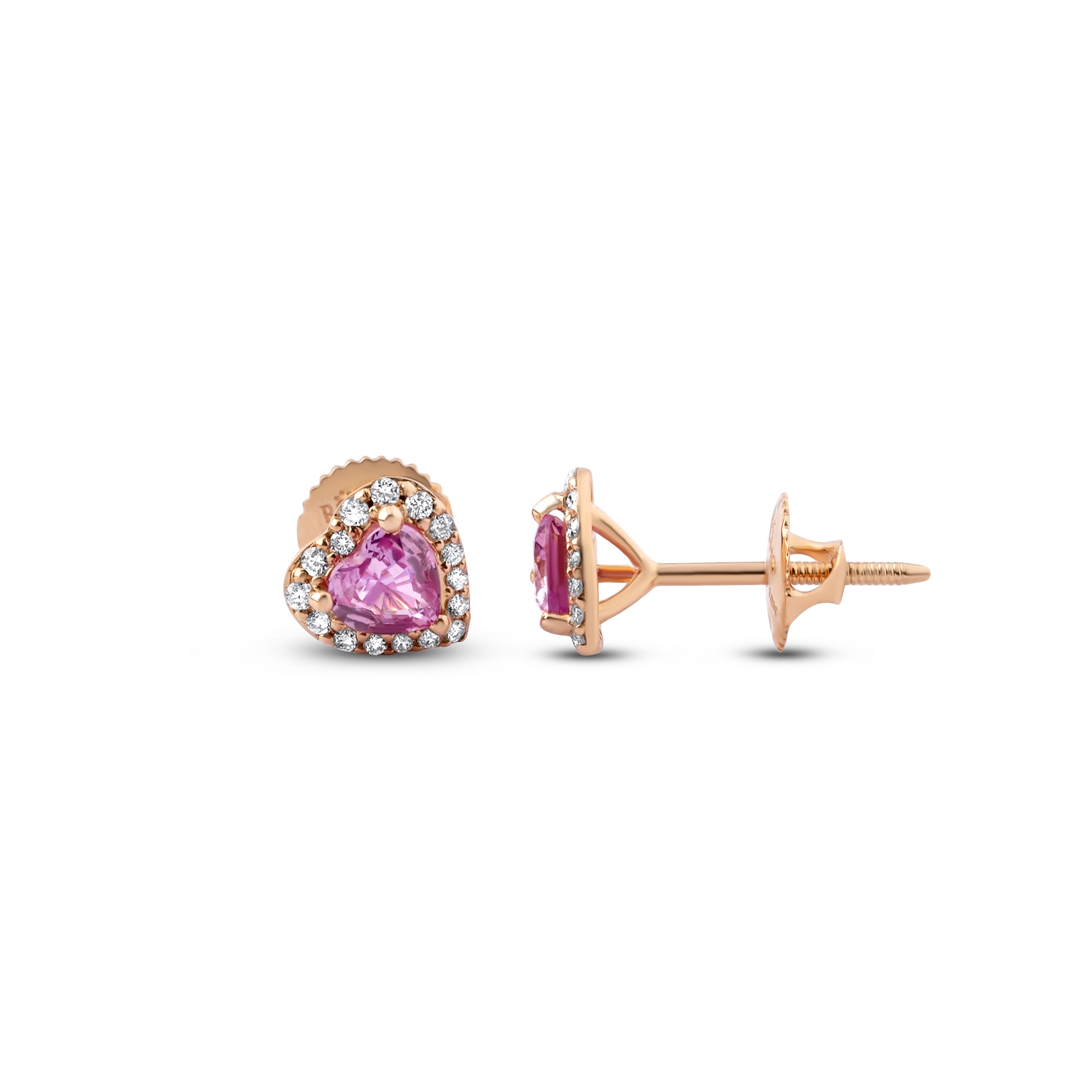 in_love_pink_sapphire_diamond_stud_earrings_rose
