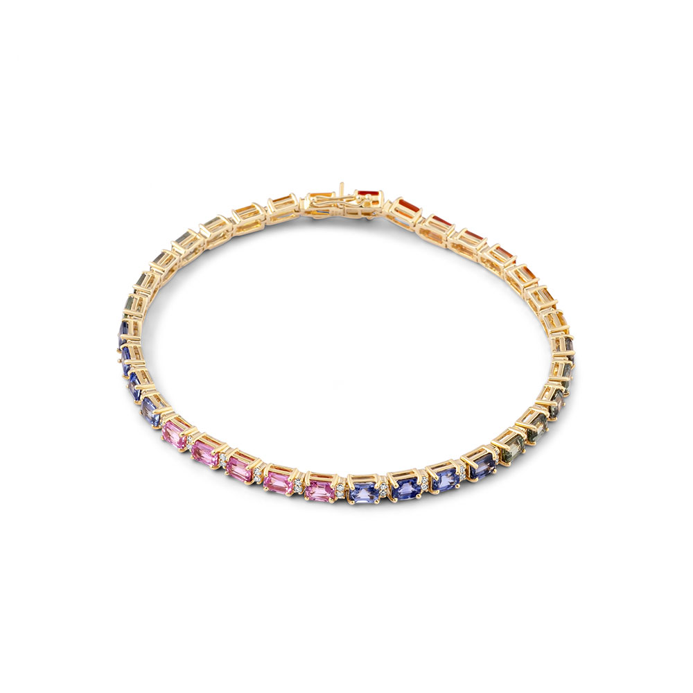 rainbow_multi_sapphire_diamond_tennis_bracelet_yellow
