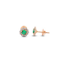 floral_emerald_diamond_stud_earrings