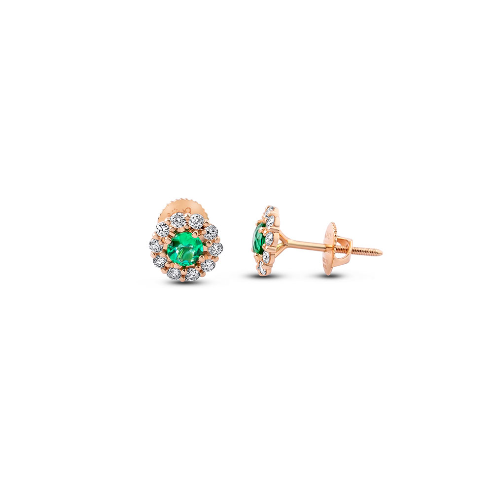 floral_emerald_diamond_stud_earrings